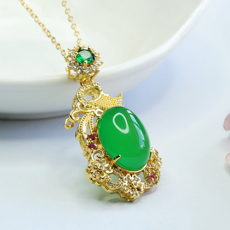 Phoenix Oval Chalcedony Zircon Necklace