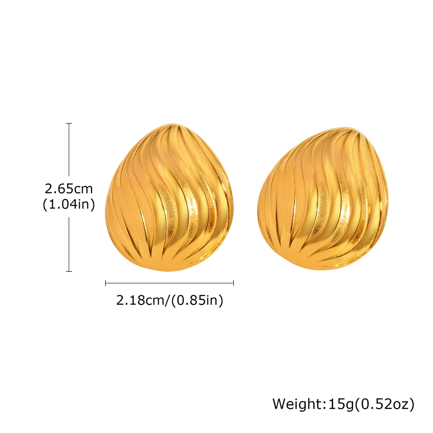 Jewelry Stainless Steel Striped Stud Earrings Pleated Fashion