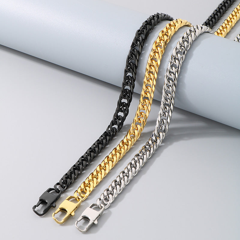 Hip Hop Denim Chain Stainless Steel Men Bracelet Necklace