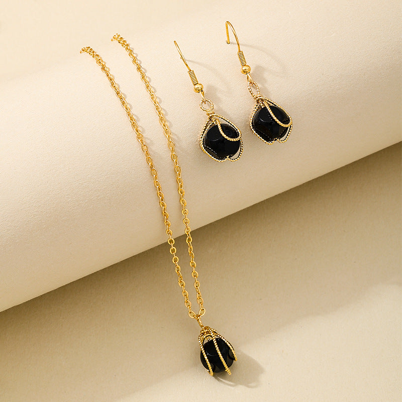 Elegant Metal Tassel Earrings Necklace Set for Women