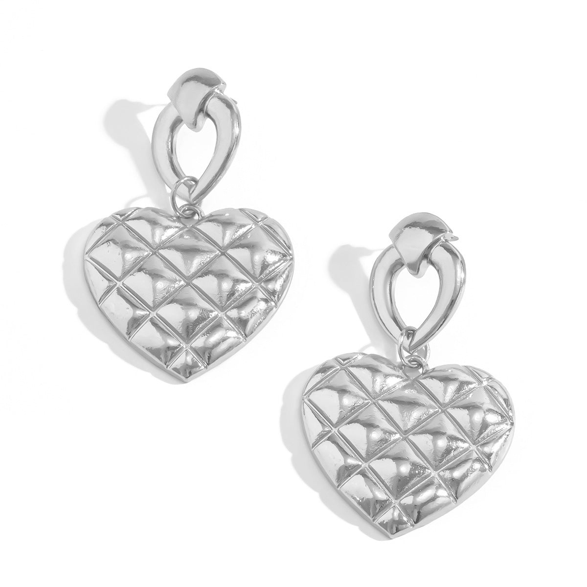 Fashionable Vienna Verve Alloy Earrings with Metal Needles and Simple Three-dimensional Heart-shaped Design