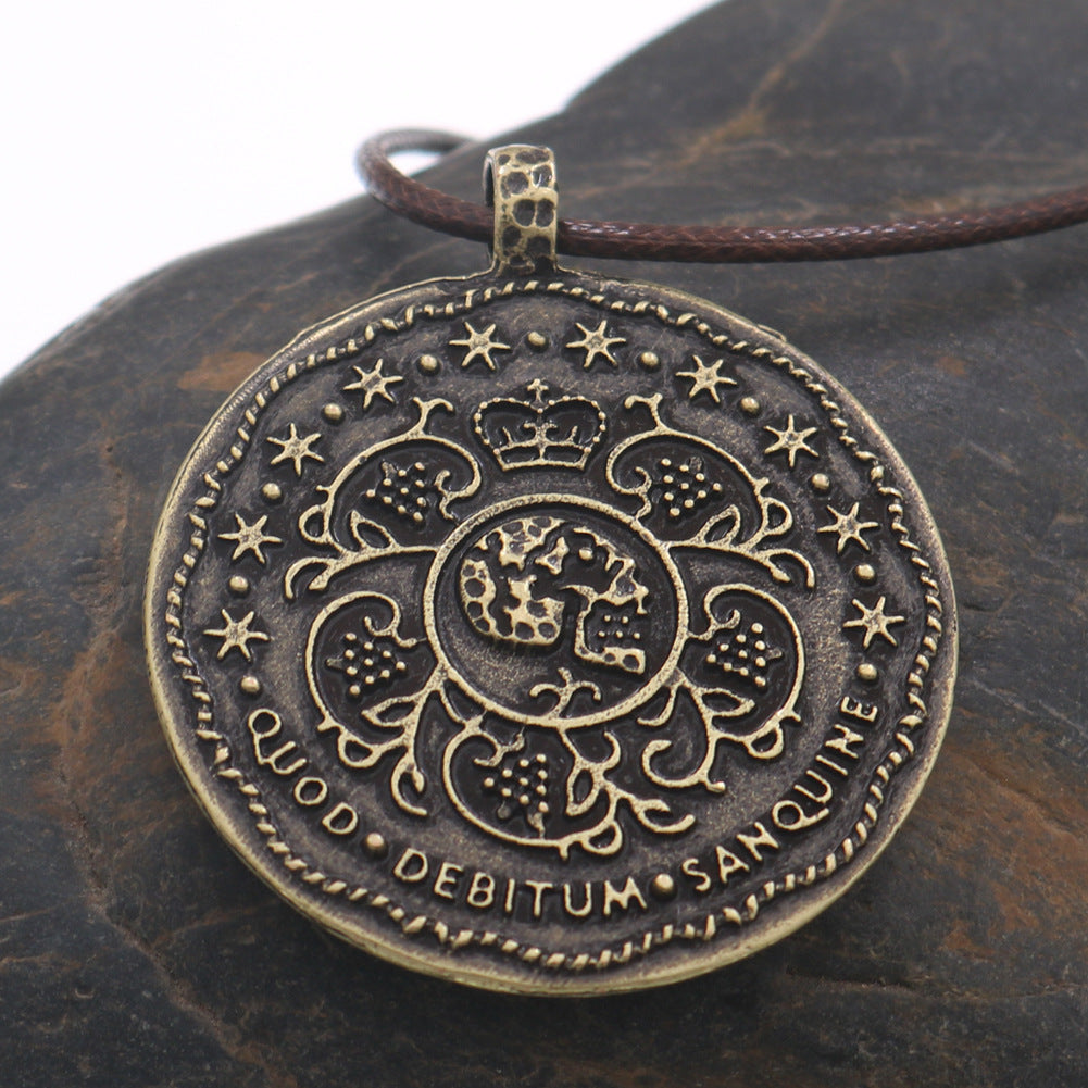 Retro Skull Pendant with Crown Rune Talisman Necklace - Norse Legacy Collection