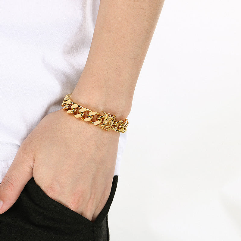 Planderful Mens Dragon Beard Buckle Cuban Chain Bracelet