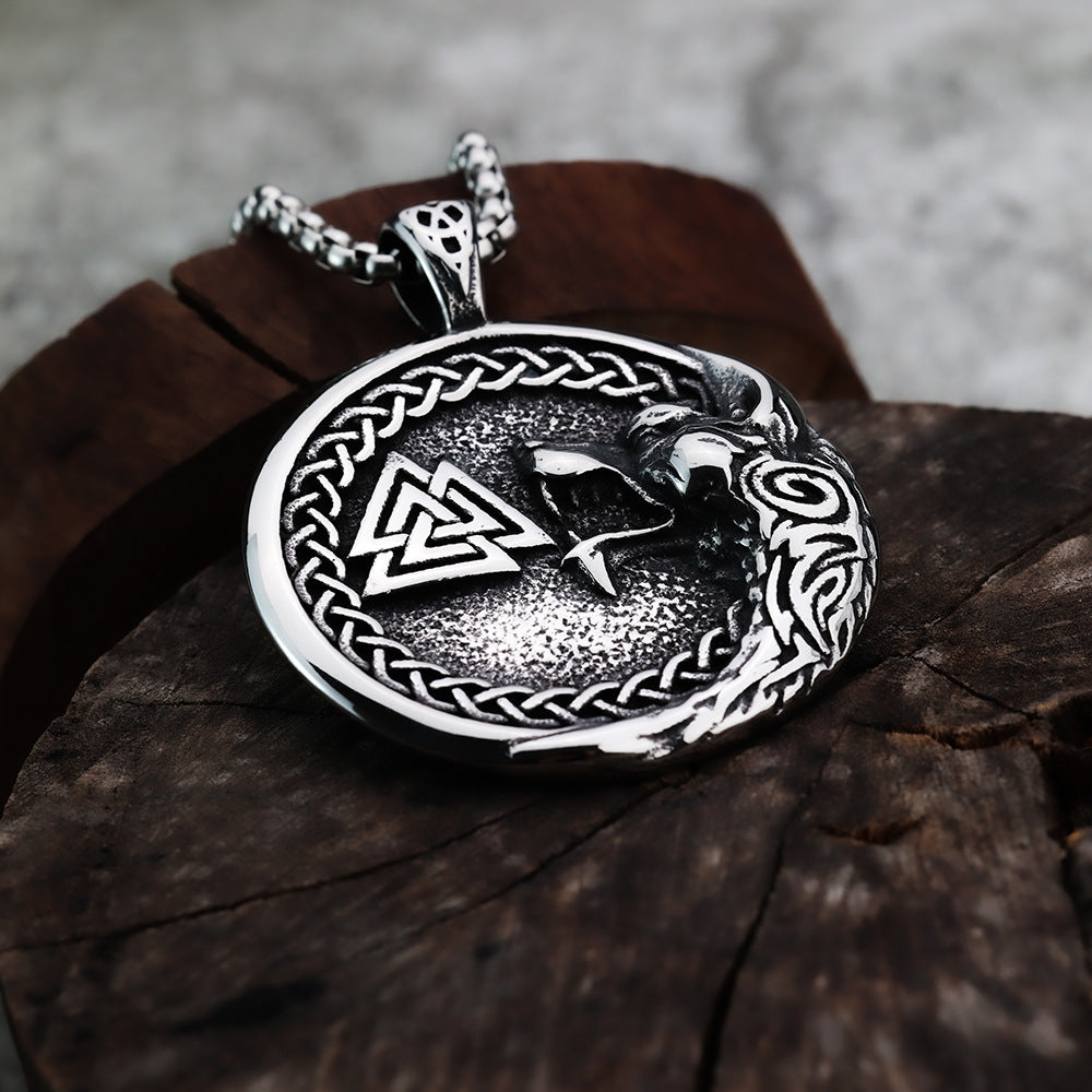 Nordic Retro Stainless Steel Men's Pendant Viking Necklace