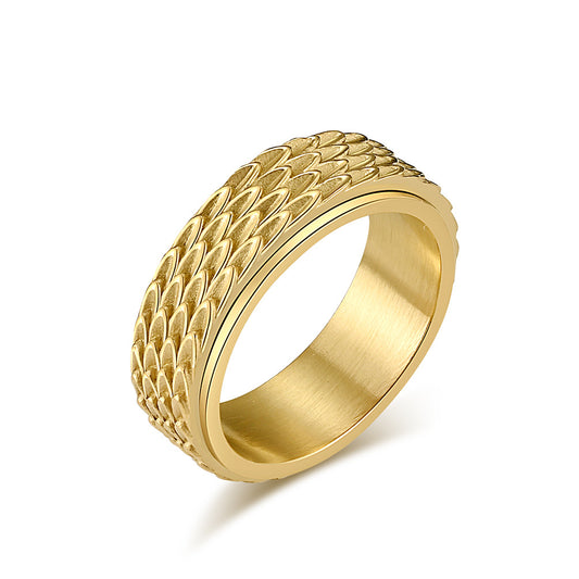 Planderful Dragon Scale Ring Rotating Stainless Steel Anxiety Relief Jewelry For Men And Women