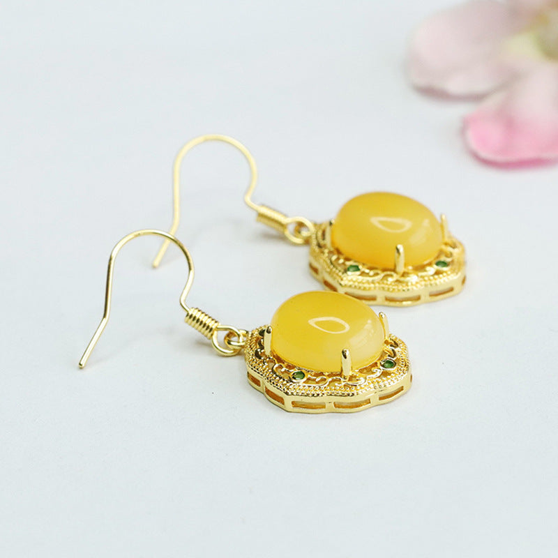 Beeswax Amber Openwork Drop Earrings