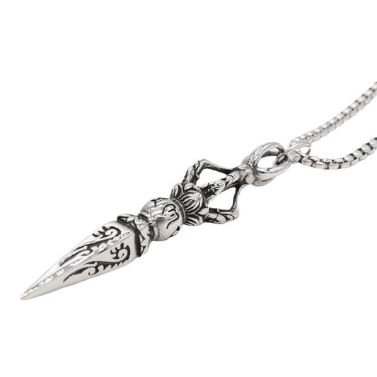 Planderful Vajra Pestle Pendant Necklace For Men Stainless Steel Body Protection Hip Hop Style Jewelry