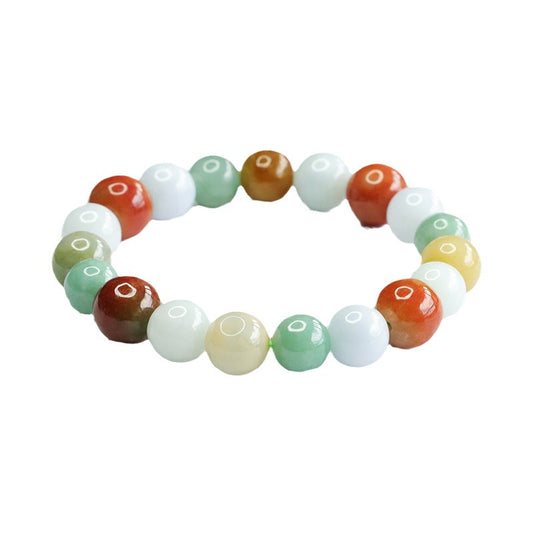 Jadeite Multicolor Round Bead Bracelet