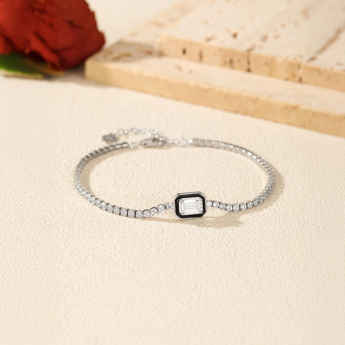 925 Sterling Silver Black Enamel Bracelet