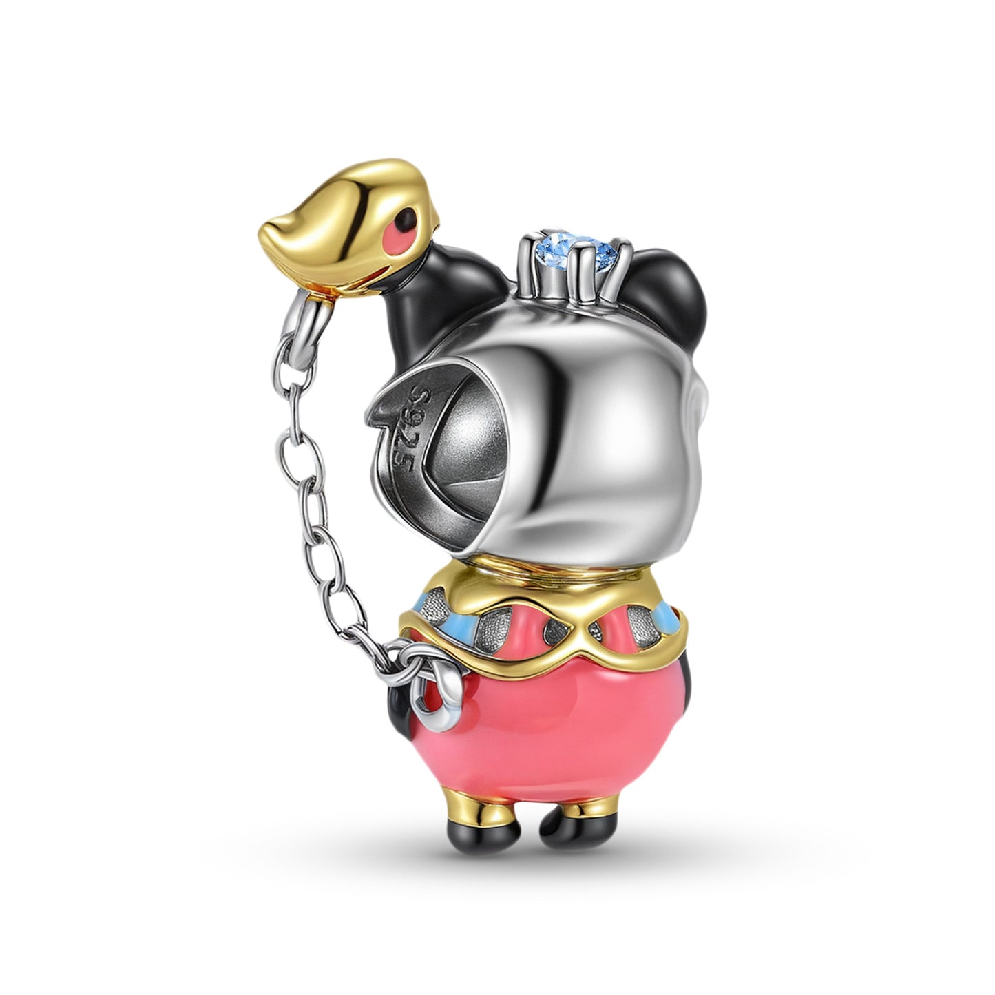 Planderful Jewelry Sterling Silver Beading Pendant Bracelet With 14K Gold Plating And Panda Beads