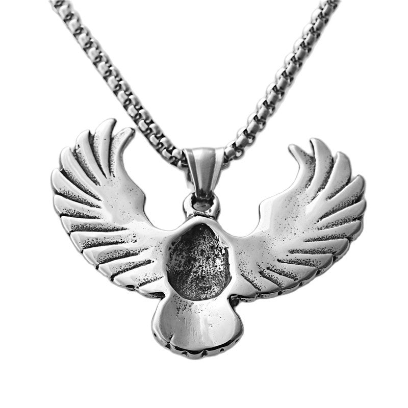 Personalized Titanium Steel Eagle Wings Necklace - Retro Punk Style for Men