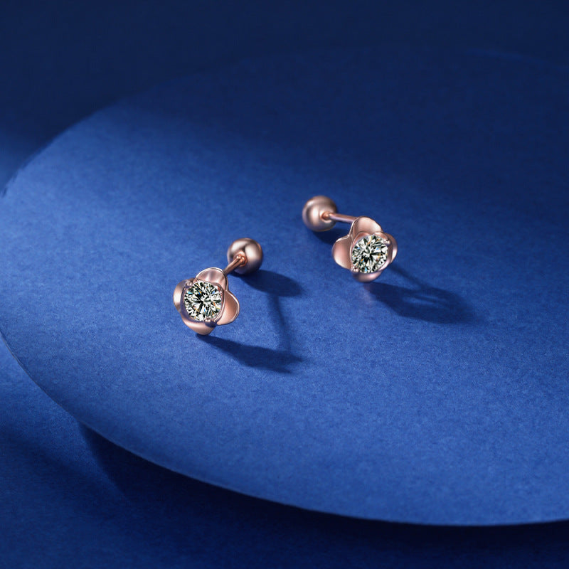 Vintage Clover Rose 925 Sterling Silver Women's Earrings