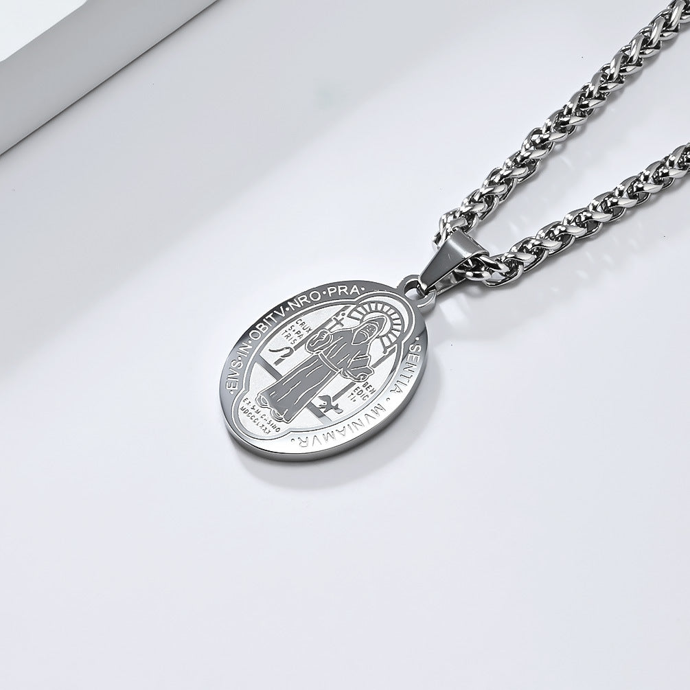 St. Michael the Archangel Titanium Steel Pendant Necklace for Men and Women Holiday Gifts