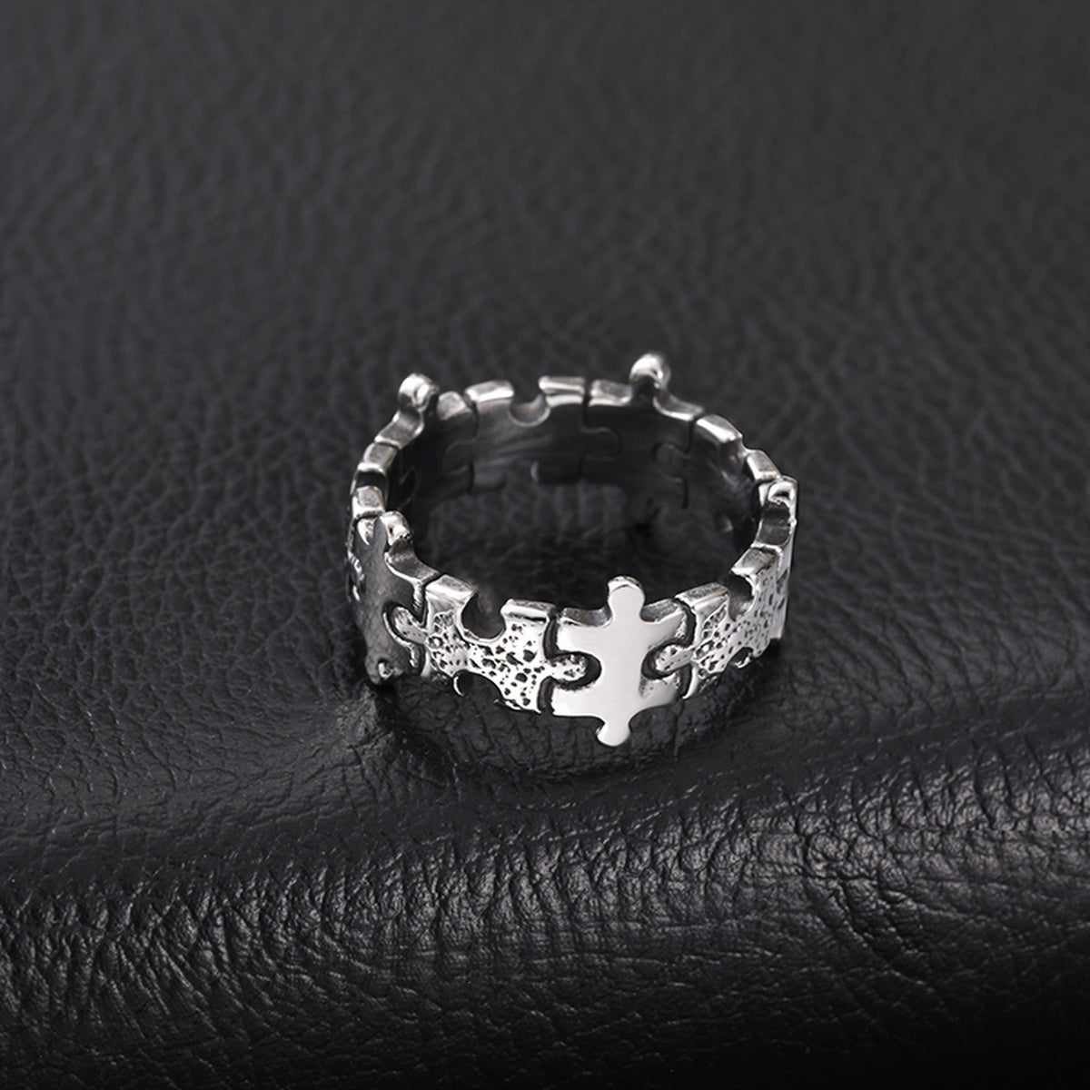 Pieces Puzzle Stainless Steel Puzzle Punk Individual Cold Wind Ring