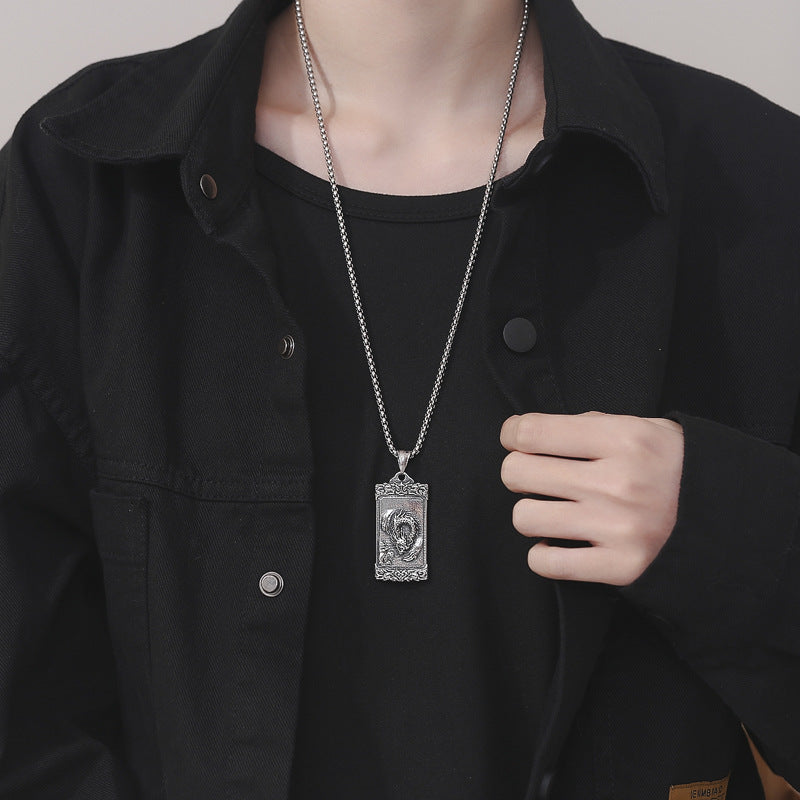 Steel Necklace – Vintage Dragon Amulet