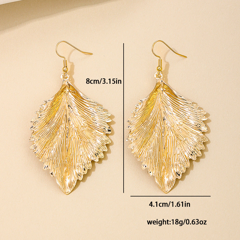Dazzling Metal Leaf Earrings with a Touch of Hip-hop Glam