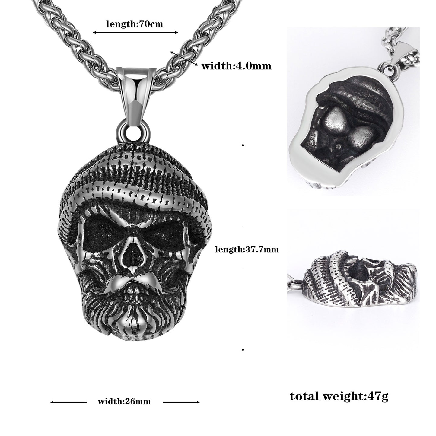 Steel Necklace – Vintage Skull Pendant