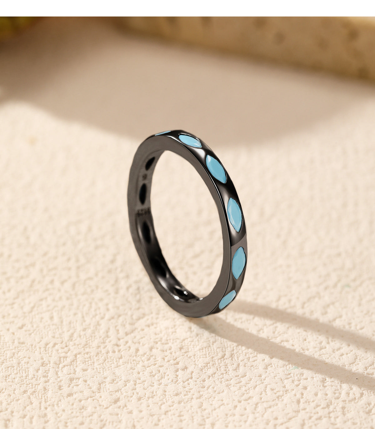 925 Sterling Silver Black Turquoise Ring