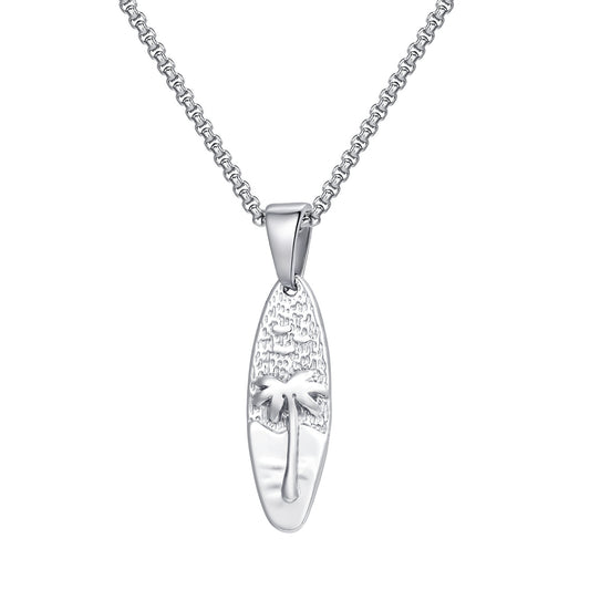 Planderful Men Casual Stainless Steel Coconut Tree Pendant