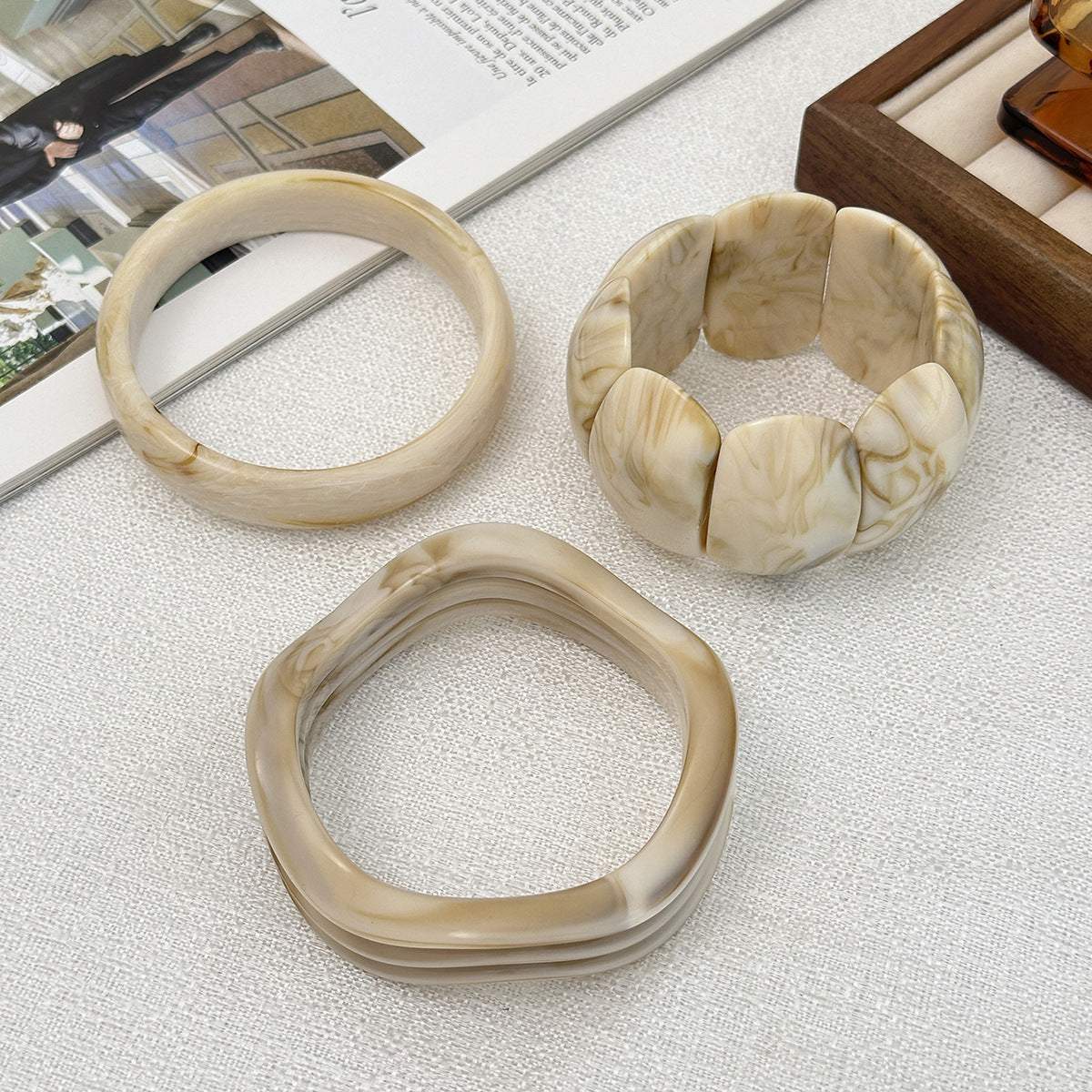 Elastic Exaggerated Acrylic Bracelet Wavy Ring Geometric Bracelet