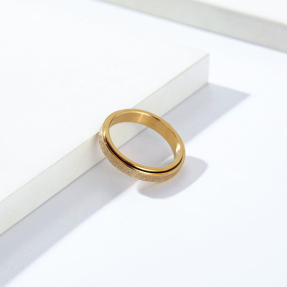 Planderful Unisex Pearl Sand Titanium Steel Rotating Ring For Men And Women Wedding Proposal Jewelry