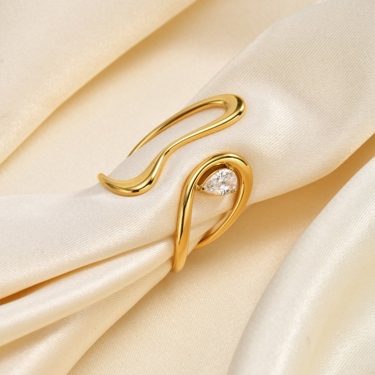Version Of Design Blogger With Stainless Steel Double Zircon Open Ring