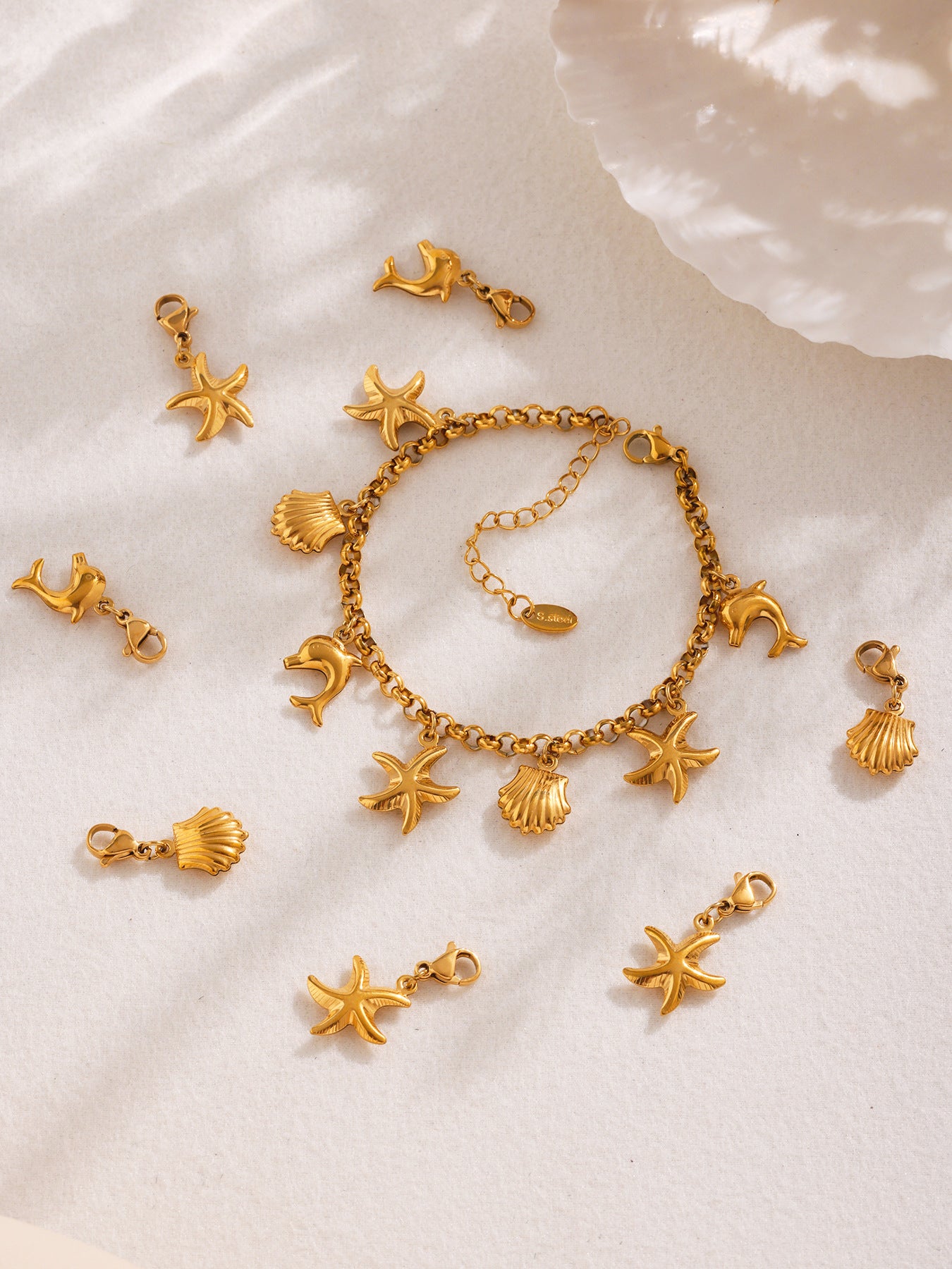 Planderful Beach Shell Starfish Gold Chic Bracelet Women