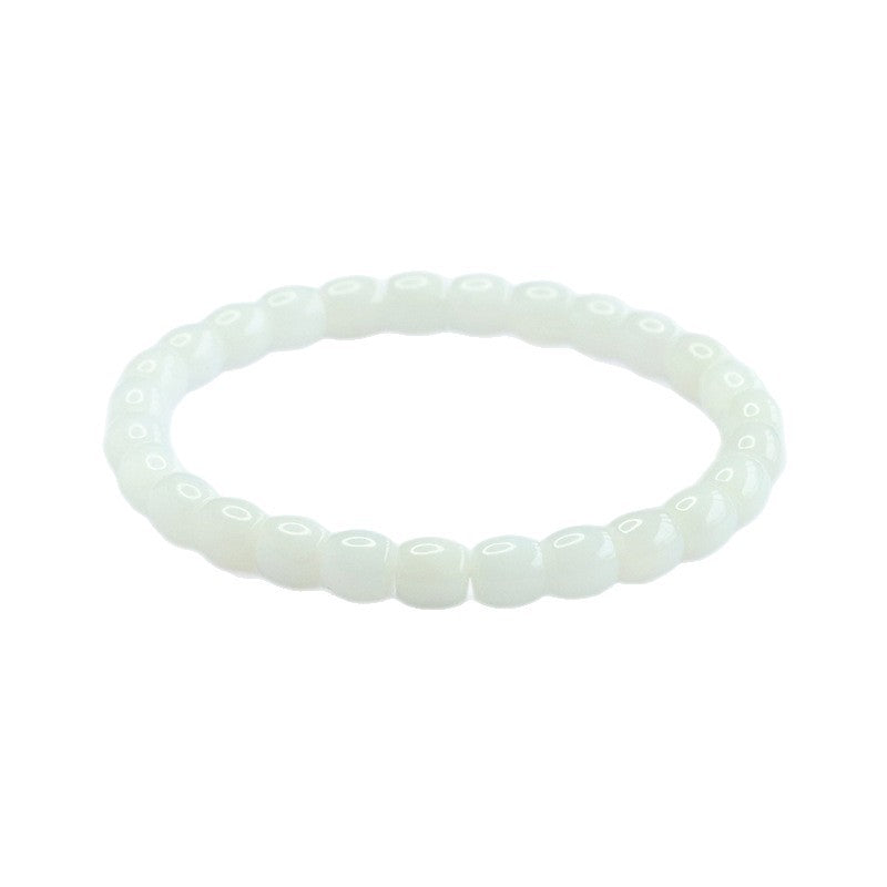 White Hetian Jade Vintage Bead Bracelet