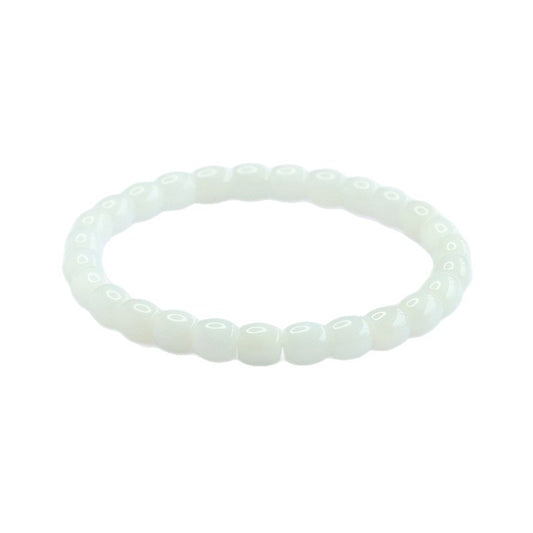White Hetian Jade Vintage Bead Bracelet
