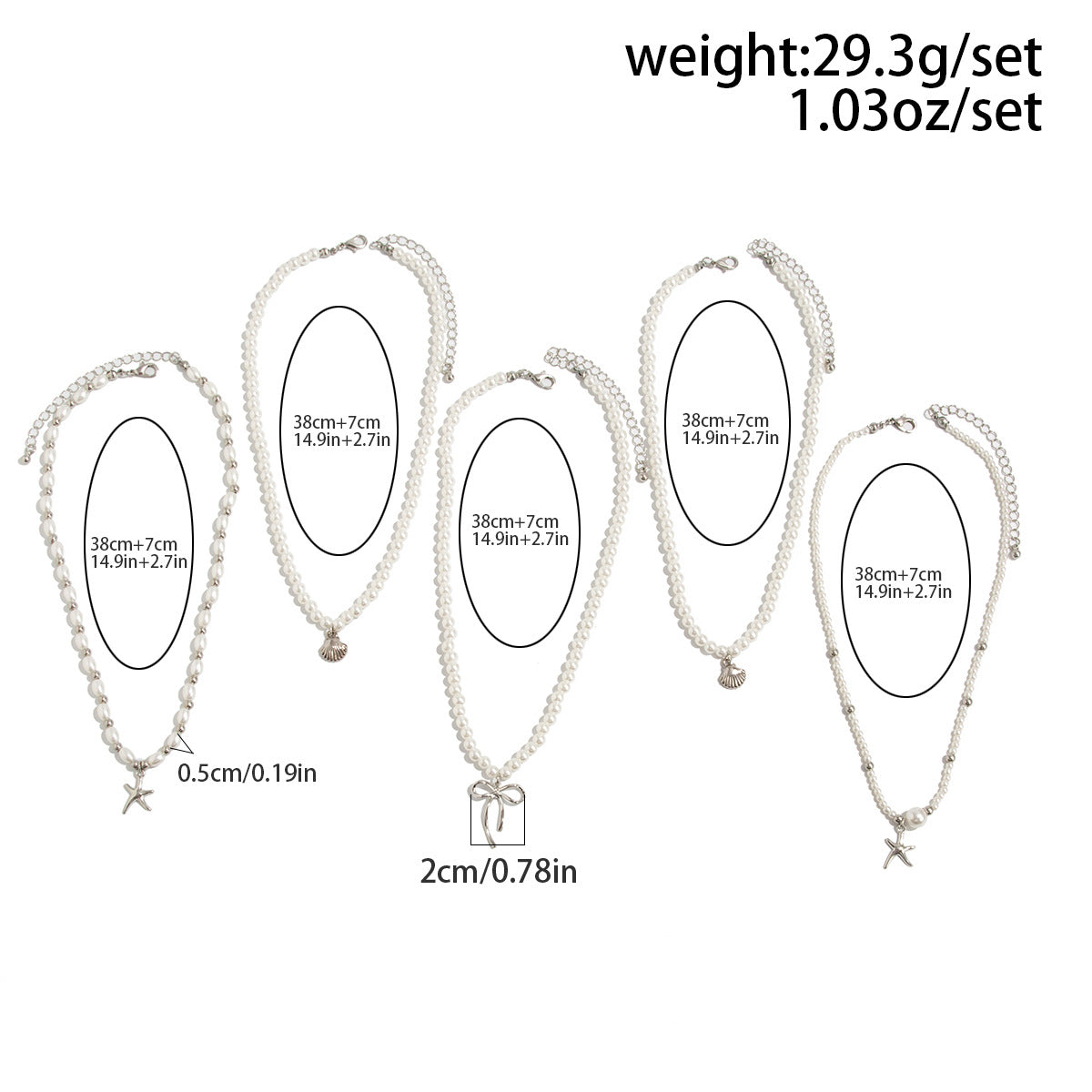 Pearl-Style Starfish & Bow Layered Necklace