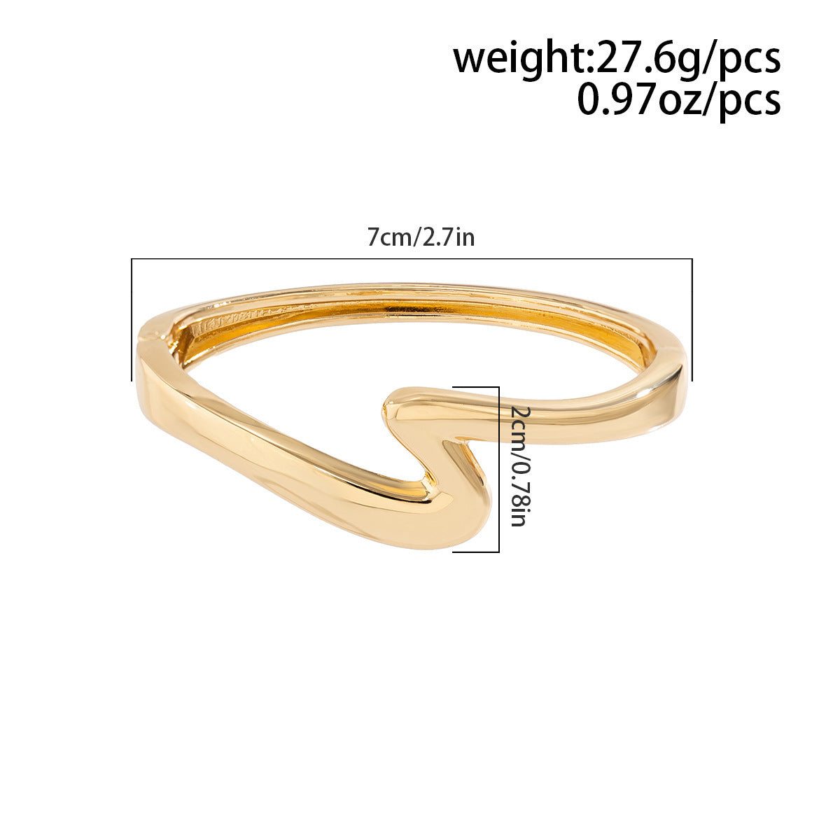 Planderful Vienna Verve Z Shaped Minimalist Metal Bracelet For Women Curved Smooth Statement