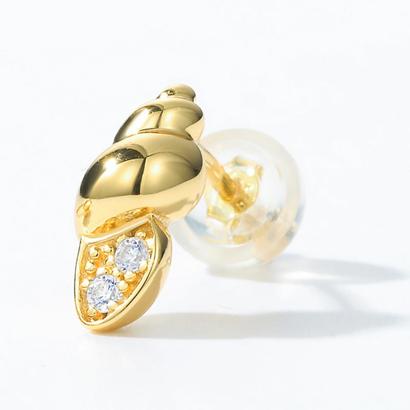 Conch Zircon Sterling Silver Stud Earrings