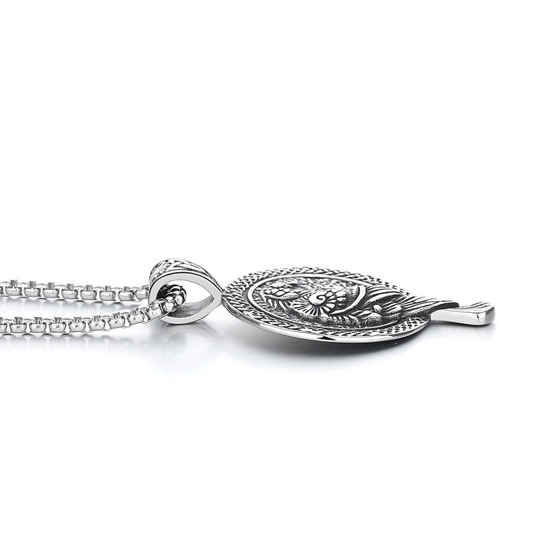 Steel Necklace - Elegant Nordic Talisman Viking Crow Celtic Crow Design For Men Gift For Him