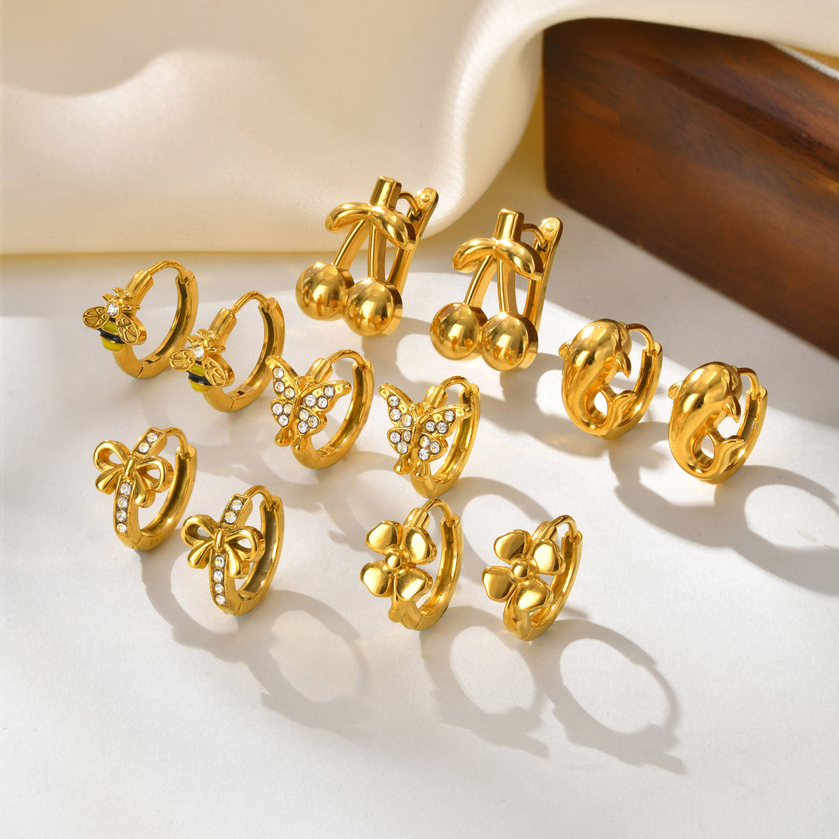 Stainless Steel Zircon Geometric Earrings