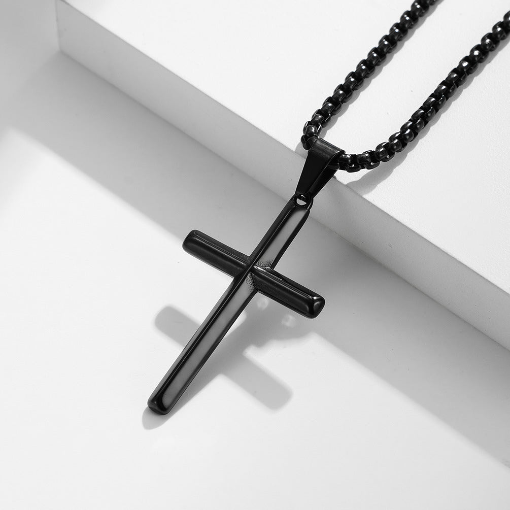 European and American Wind Titanium Steel Cross Pendant Necklace