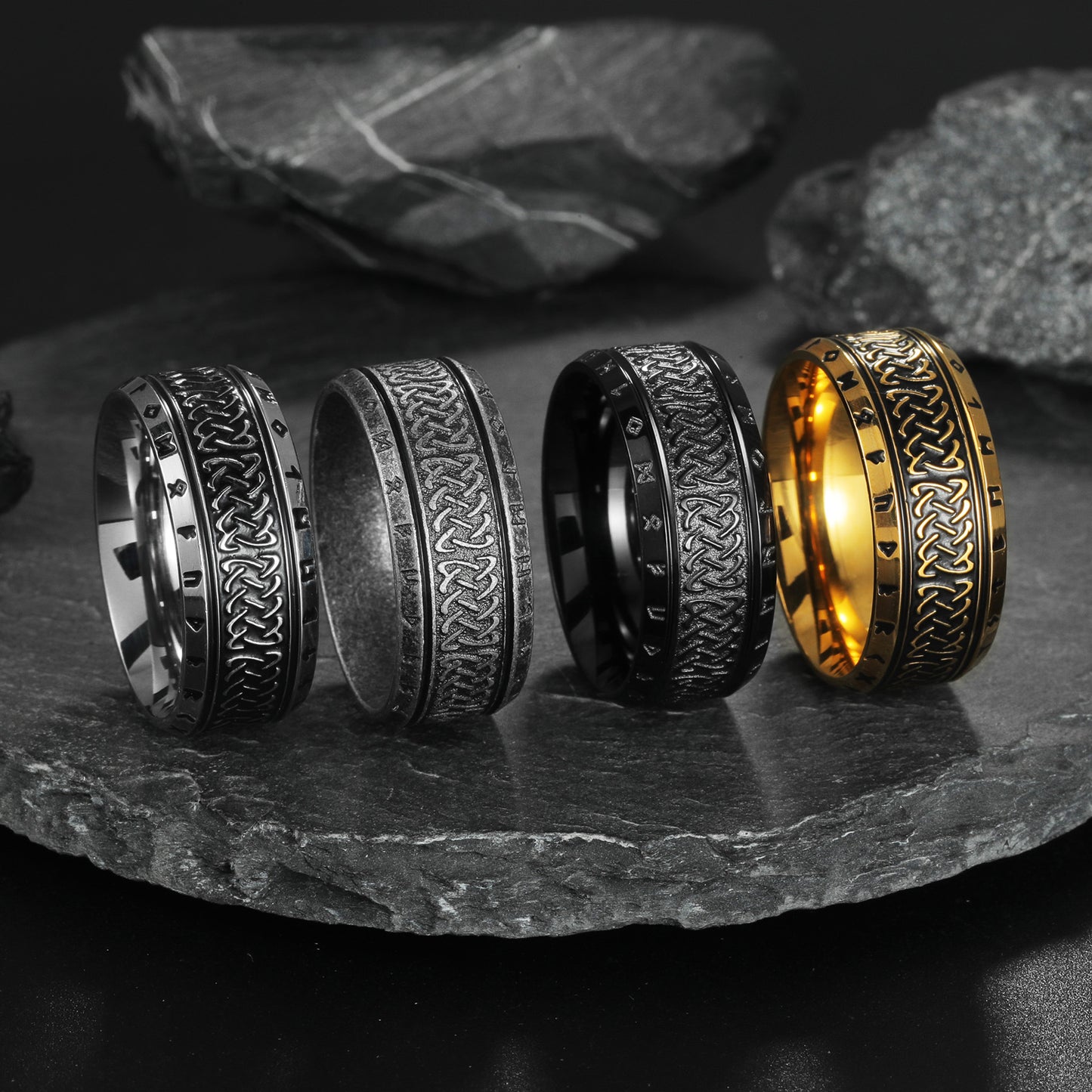 Luhn Rune Titanium Ring by Planderful for Men Viking Protection Jewelry Unisex Fashion Statement
