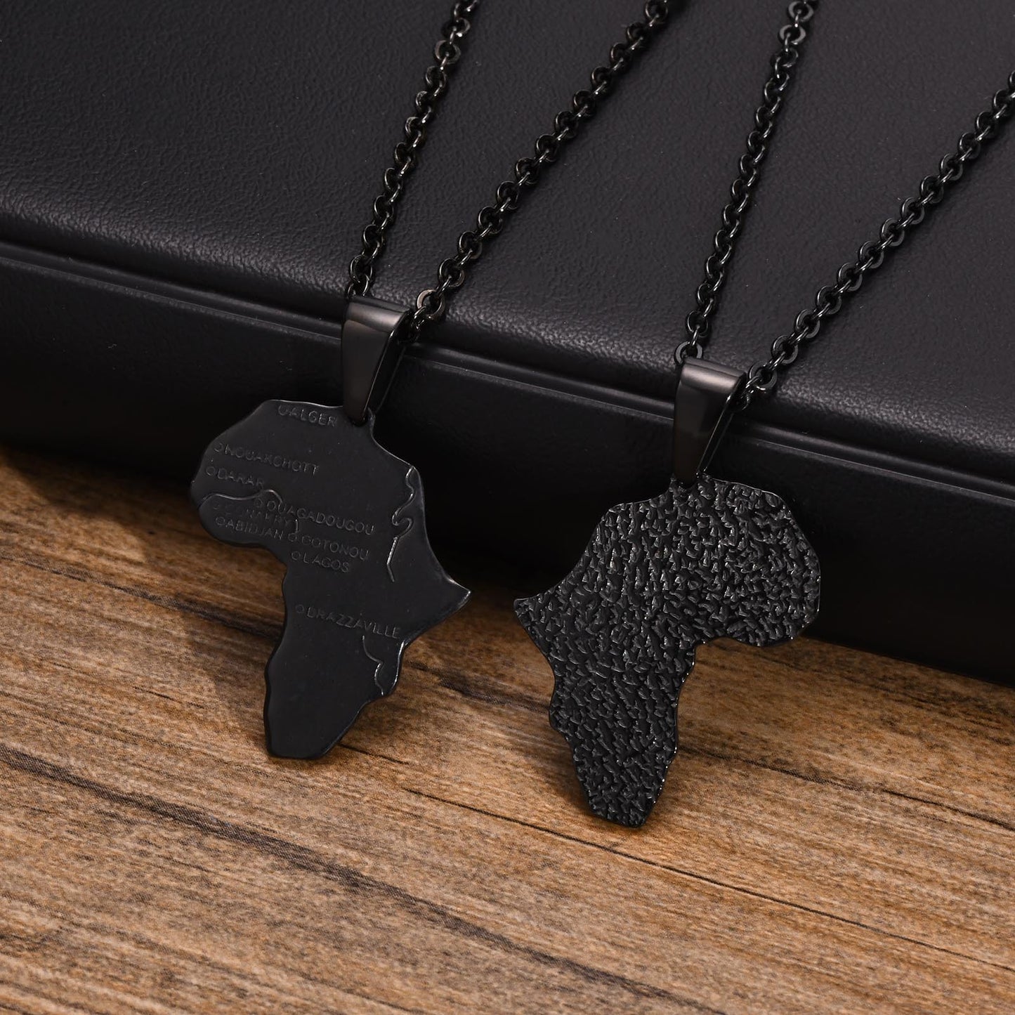 Stainless Steel Africa Map Pendant Necklace for Men