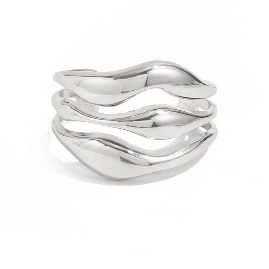Geometric Wave Bracelet Planderful Irregular Opening Statement Jewelry For Women Vienna Verve Collection
