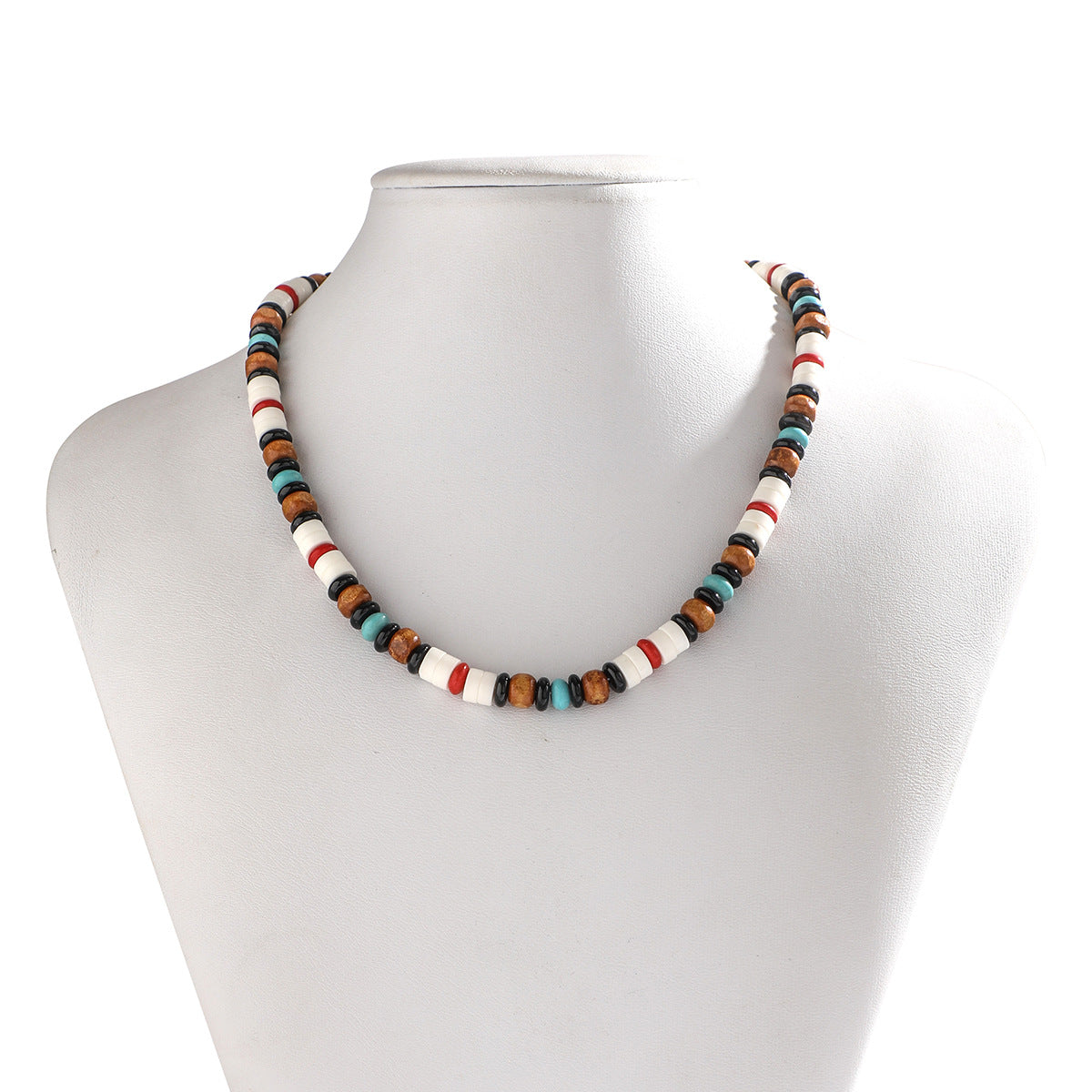Ethnic Style Wooden Beaded Necklace with Simple Design
