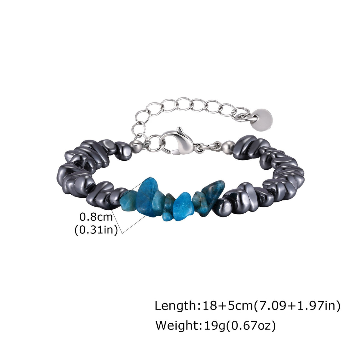 Black Gemstone Stainless Steel Bracelet for Men