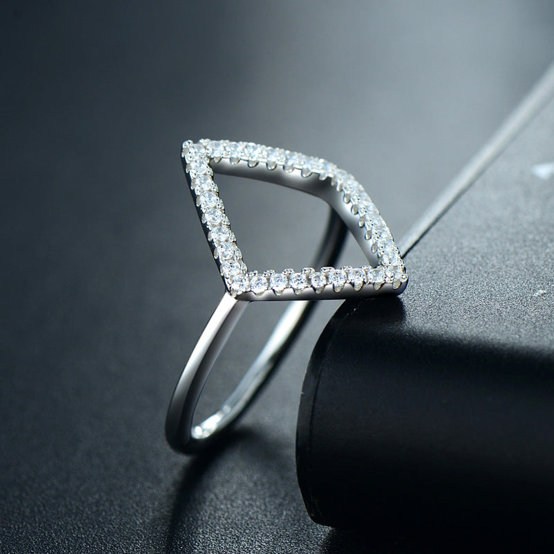Luxury Sterling Silver Zircon Hollow Diamond Ring for Women, Size 5-9