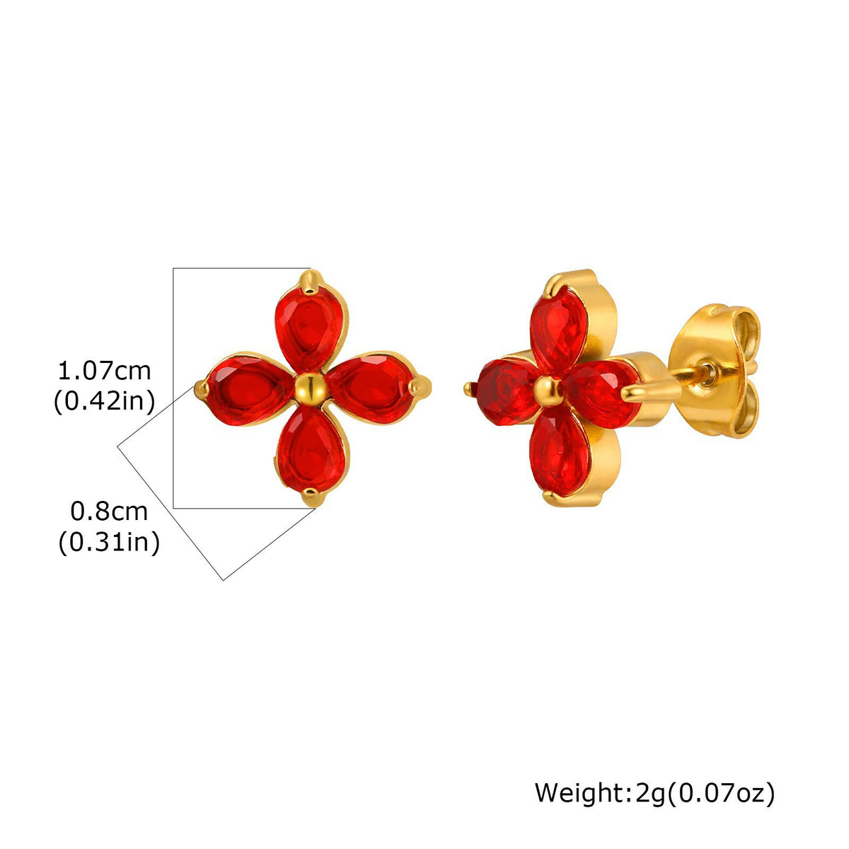 Stainless Steel Zircon Floral Earrings
