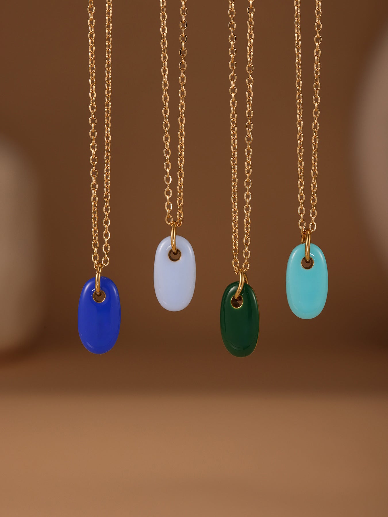 Planderful Oval Pendant Necklace 18K Gold Plated For Women