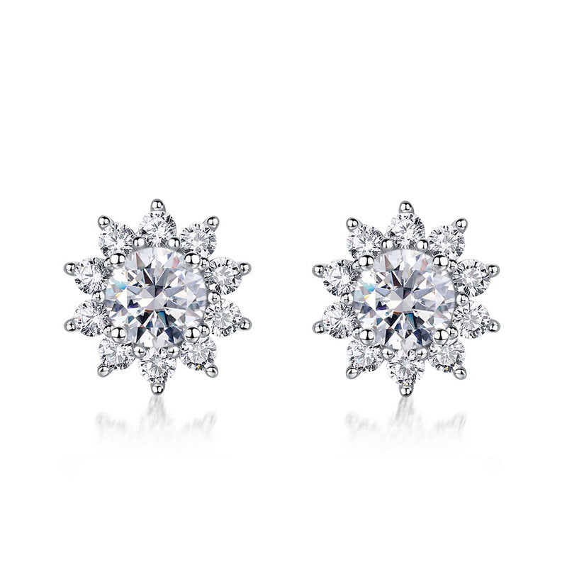 S925 Sterling Silver Moissanite Snowflake Stud Earrings
