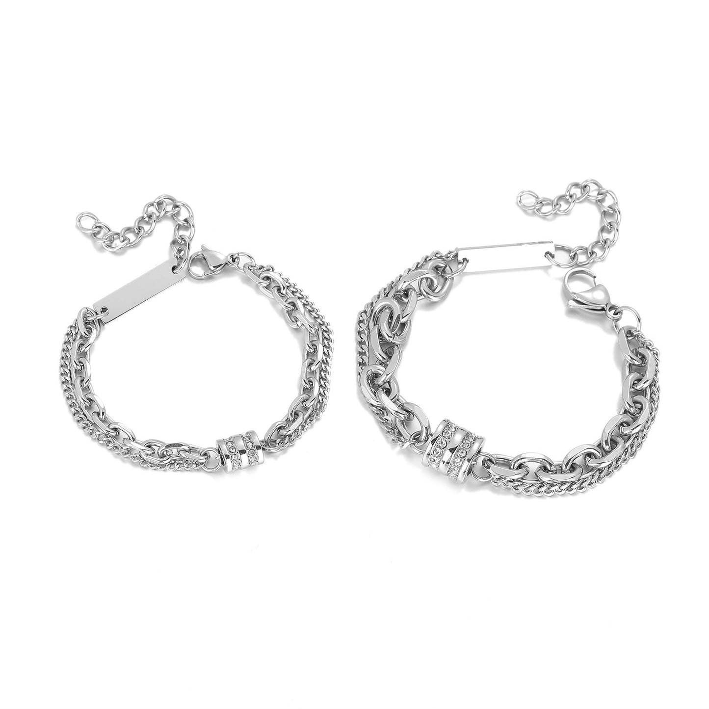 Planderful Jewelry Double Layer Titanium Steel Bracelet For Couples Light Luxury High End Design