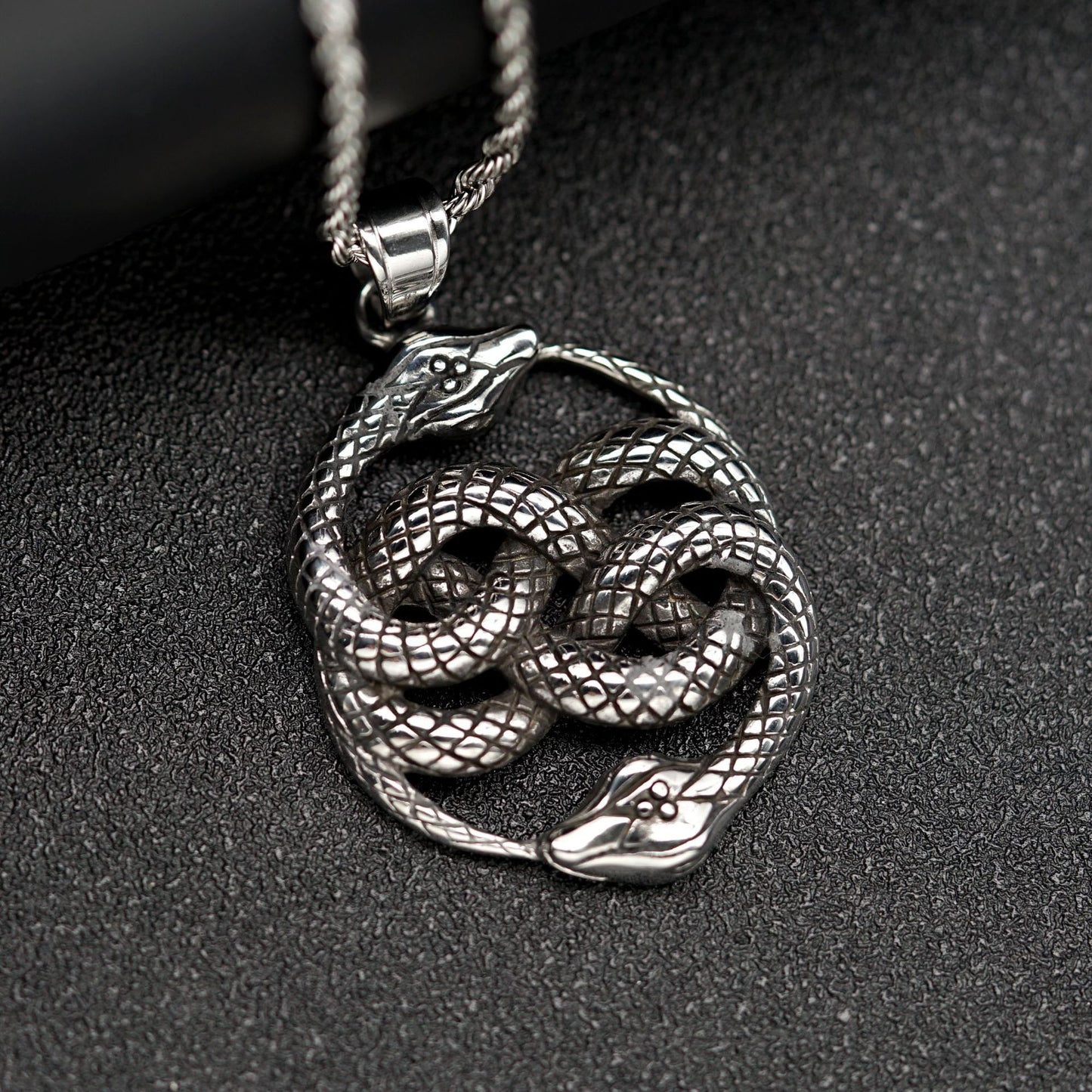 Steel Necklace – Vintage Snake Pendant