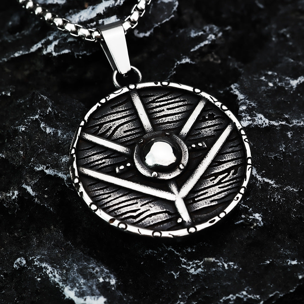European and American Retro Stainless Steel Viking Warrior Pendant Necklace for Men