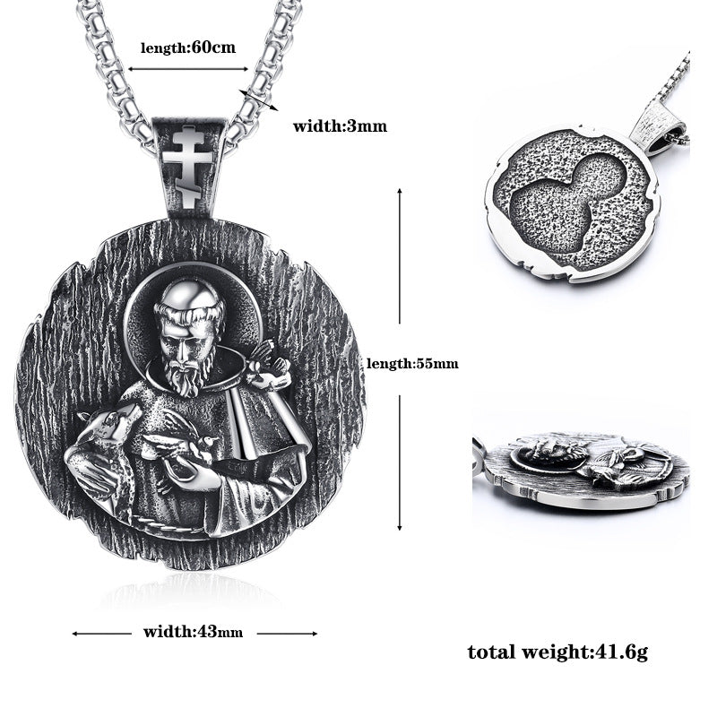 Steel Necklace – Statement St Michael Amulet By Planderful
