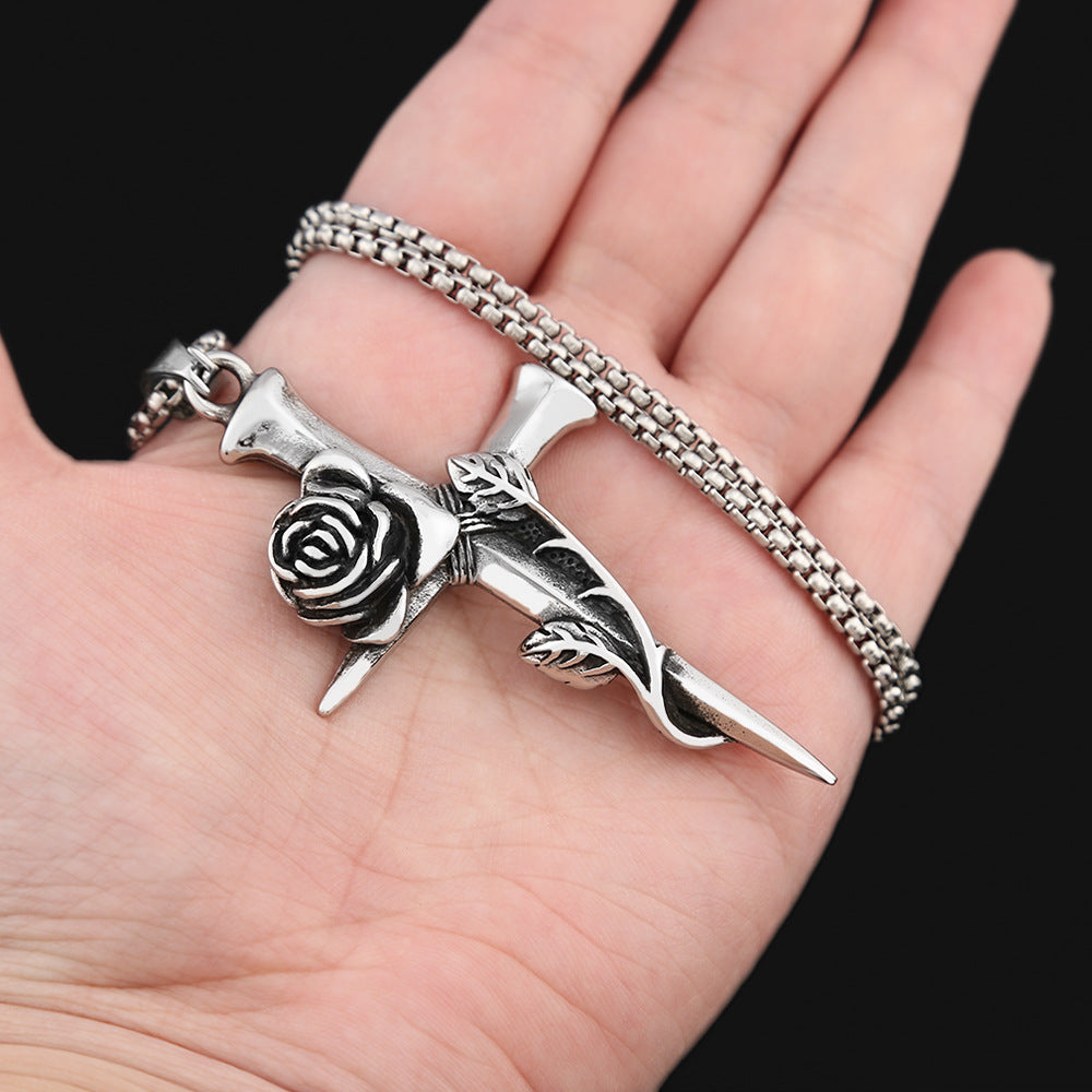 Cross-Border Popular Retro Titanium Steel Couple Necklace