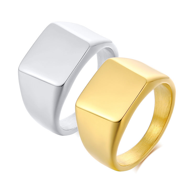 Stainless Steel Bare Body Square Ring Steel Gold Women's Jewelry